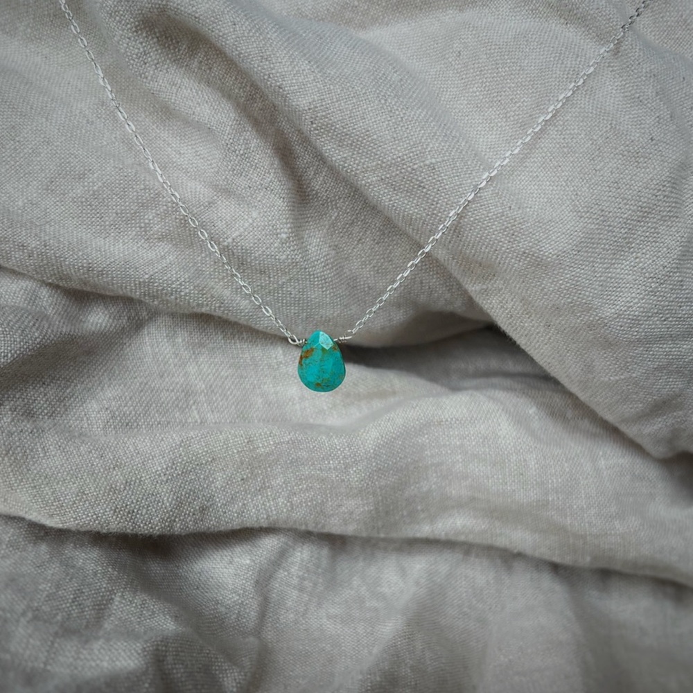 Reiki infused Sterling Silver Undyed Turquoise Necklace